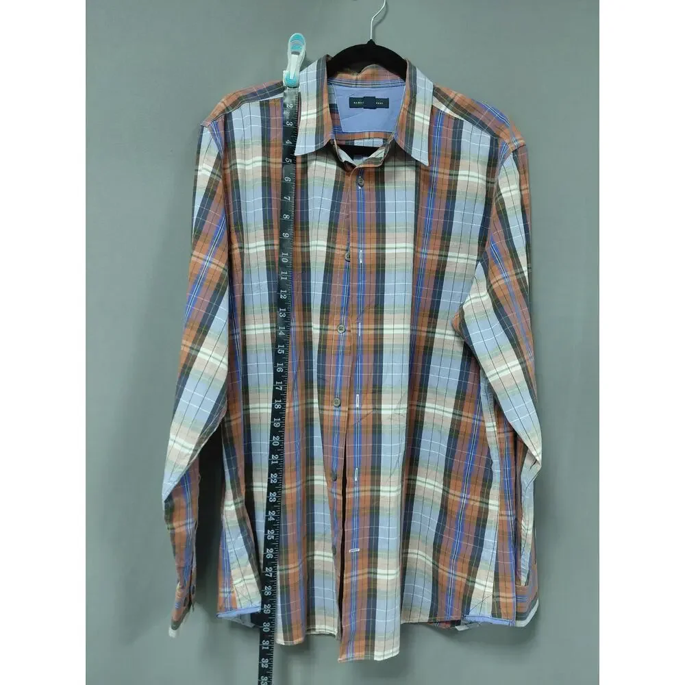 Banana Republic Blue Collared Plaid Breathable Button-Up Shirt Men Size L